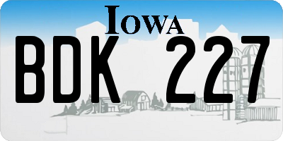 IA license plate BDK227