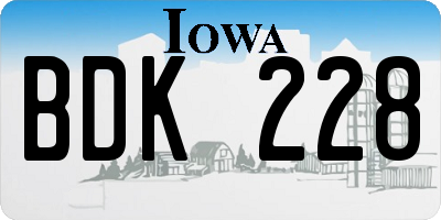IA license plate BDK228