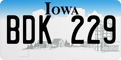 IA license plate BDK229