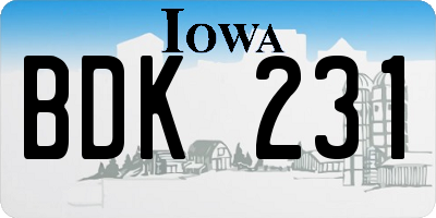 IA license plate BDK231