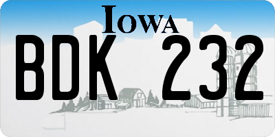 IA license plate BDK232