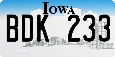 IA license plate BDK233