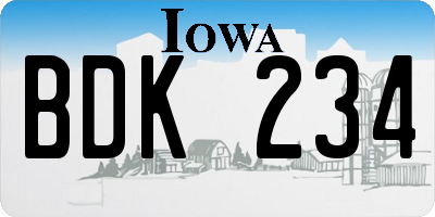 IA license plate BDK234