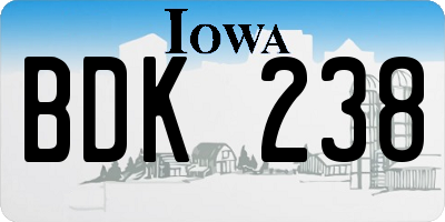 IA license plate BDK238