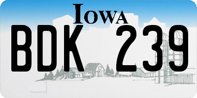 IA license plate BDK239