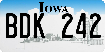 IA license plate BDK242
