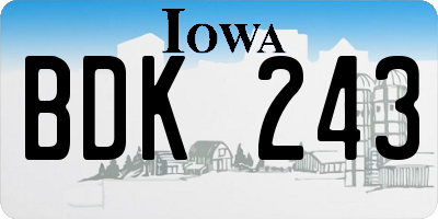 IA license plate BDK243