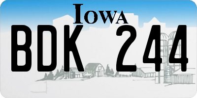 IA license plate BDK244
