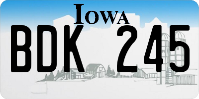 IA license plate BDK245