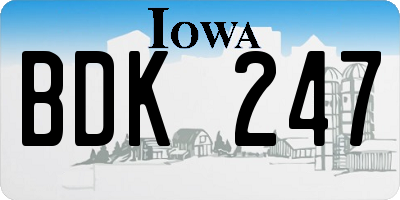 IA license plate BDK247