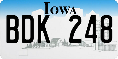 IA license plate BDK248