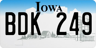 IA license plate BDK249