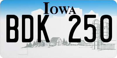 IA license plate BDK250