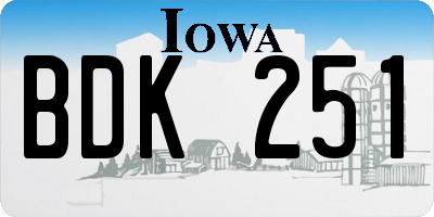 IA license plate BDK251