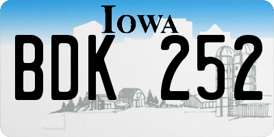IA license plate BDK252