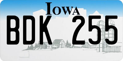 IA license plate BDK255