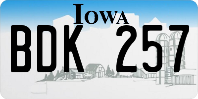 IA license plate BDK257