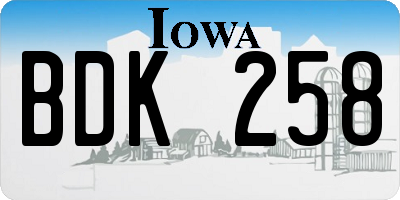 IA license plate BDK258