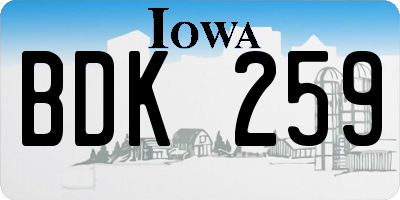 IA license plate BDK259