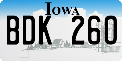 IA license plate BDK260