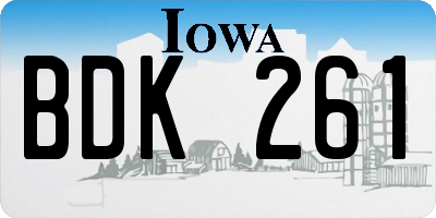 IA license plate BDK261