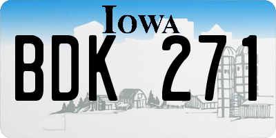 IA license plate BDK271