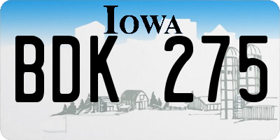 IA license plate BDK275