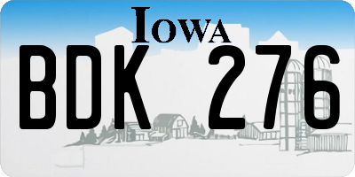 IA license plate BDK276