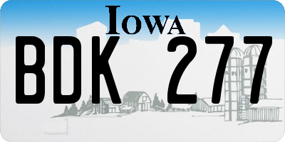 IA license plate BDK277