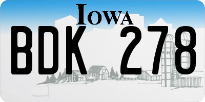 IA license plate BDK278
