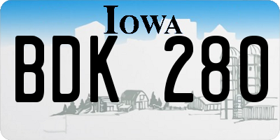 IA license plate BDK280