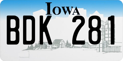 IA license plate BDK281