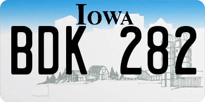 IA license plate BDK282