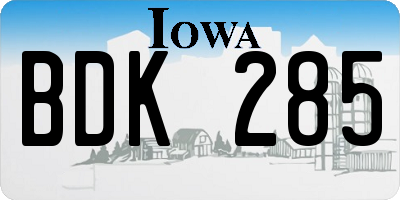 IA license plate BDK285