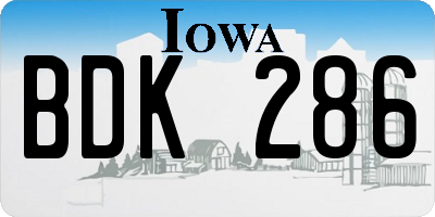 IA license plate BDK286