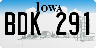 IA license plate BDK291