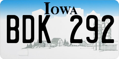 IA license plate BDK292