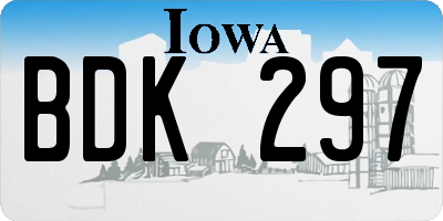 IA license plate BDK297