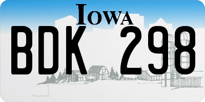 IA license plate BDK298