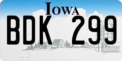IA license plate BDK299