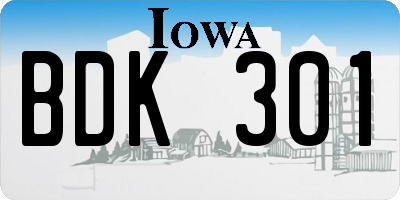 IA license plate BDK301