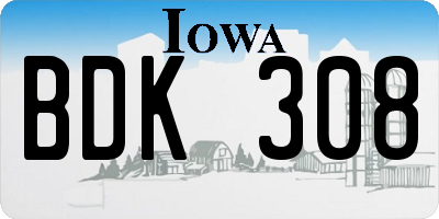 IA license plate BDK308