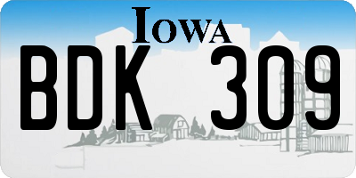IA license plate BDK309