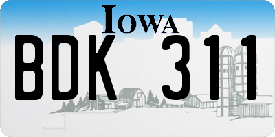 IA license plate BDK311
