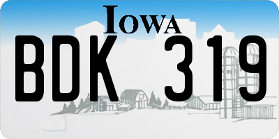 IA license plate BDK319