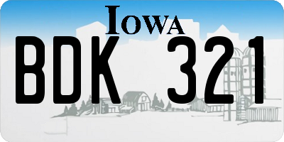 IA license plate BDK321