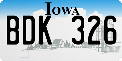 IA license plate BDK326