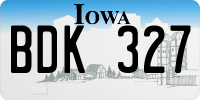 IA license plate BDK327