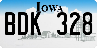 IA license plate BDK328