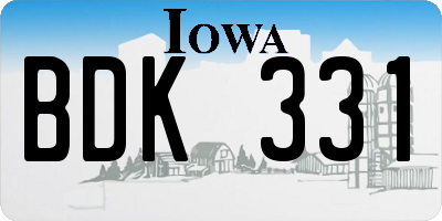 IA license plate BDK331